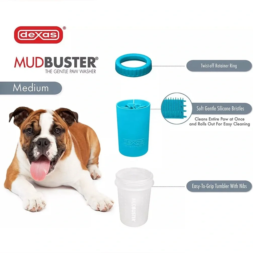 MudBuster Portable Dog Paw Cleaner, Medium, Blue